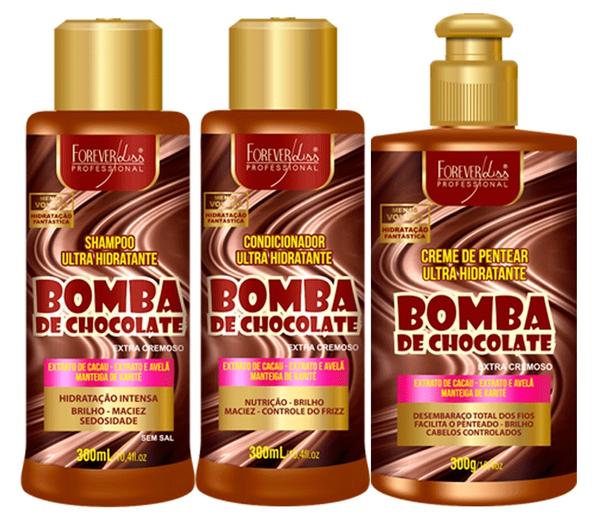 Kit Bomba de Chocolate Forever Liss Shampoo, Condicionador e Creme de Pentear 300ml