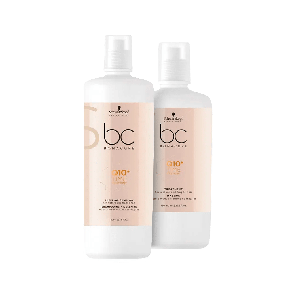 Kit Bonacure Shampoo 1000ml + Tratamento Q10+ Time Restore 750ml