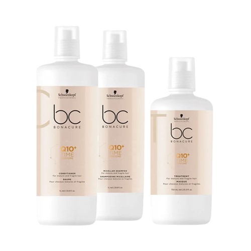 Kit Bonacure Tratamento + Condicionador 1000ml Grátis Shampoo Q10 Time Restore 750ml