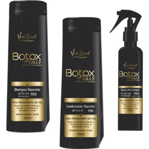 Kit Botox Hair Shampoo 300 Ml + Condicionador 300 Ml + Spray 200 Ml Reconstrutor de Massa para Preenchimento dos Fios