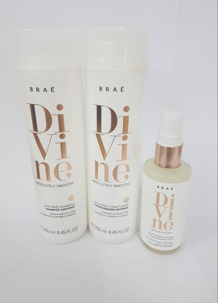 Kit Braé Divine Absolutely Smooth Antifrizz Shampoo 250ml + Condicionador 250ml + Máscara Líquida 60ml