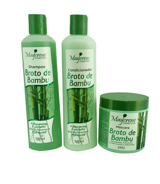 Kit Broto de Bambu Maycrene Shampoo+cond+máscara 500ml Cada