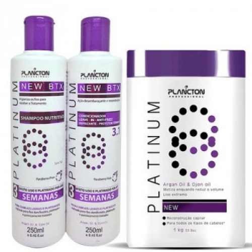 Kit Btx Platinum Matizador - Shampoo + Condicionador e Botox 1kg - Plancton