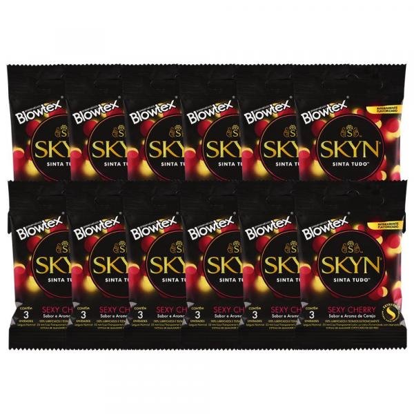 Kit C/ 12 Pacts Preservativo SKYN Sexy Cherry c/ 3 Un Cada