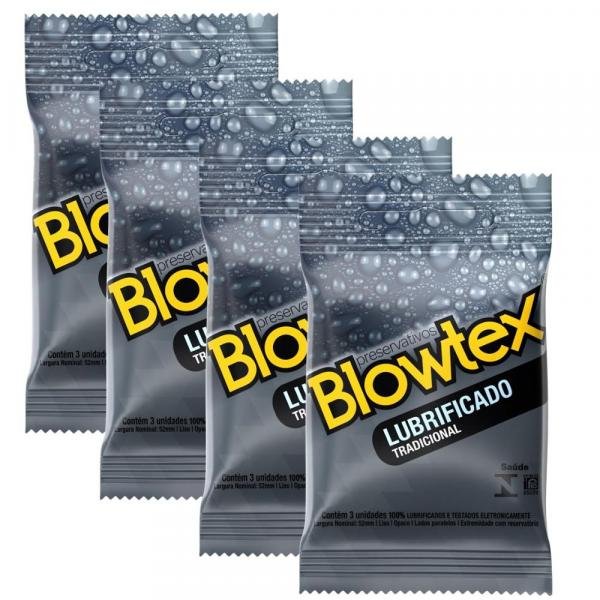 Kit C/ 4 Pacotes Preservativo Blowtex Lubrificado C/ 3 Un Cada