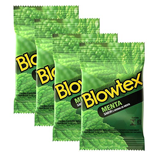 Kit C/ 4 Pacotes Preservativo Blowtex Menta C/ 3 Un Cada