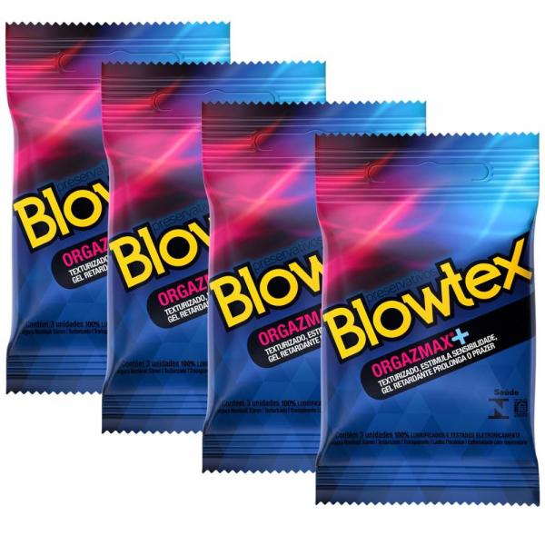 Kit C/ 4 Pacotes Preservativo Blowtex Orgazmax C/ 3 Un Cada