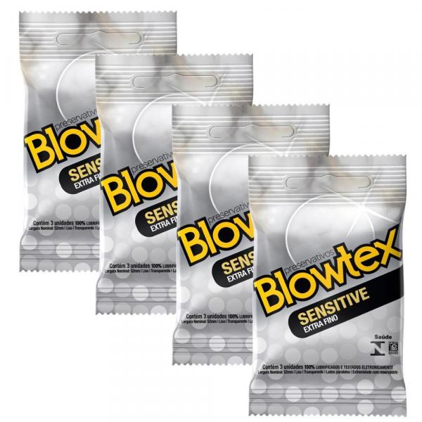 Kit C/ 4 Pacotes Preservativo Blowtex Sensitive C/ 3 Un Cada