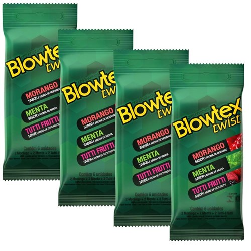 Kit C/ 4 Pacotes Preservativo Blowtex Twist C/ 6 Un Cada