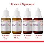 Kit c/4 Pigmentos Mag Color 15ml - Castanho Claro - Castanho Médio - Castanho Escuro - Castanho Escuro Intenso
