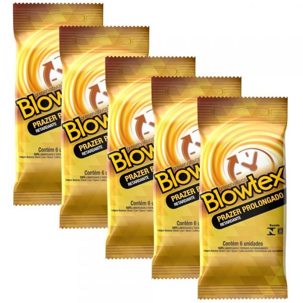 Kit C/ 5 Pacotes Preservativo Blowtex Retardante C/ 6 Un Cada
