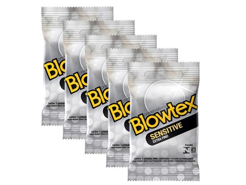 Kit C/ 5 Pacotes Preservativo Blowtex Sensitive C/ 3 Un Cada