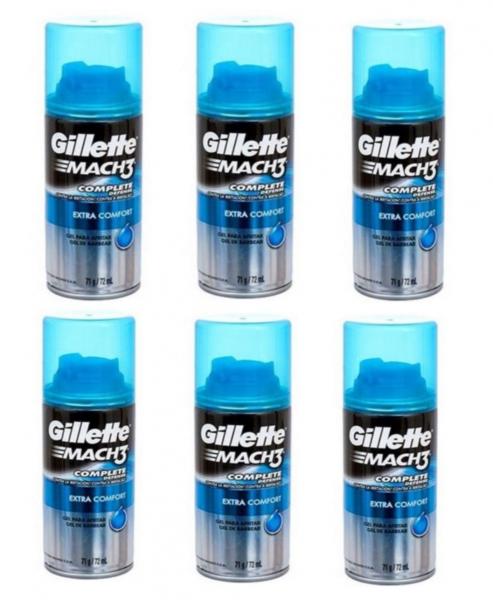 Kit C/6 - Mini Gel de Barbear Gillette Mach3 Extra Comfort 71g