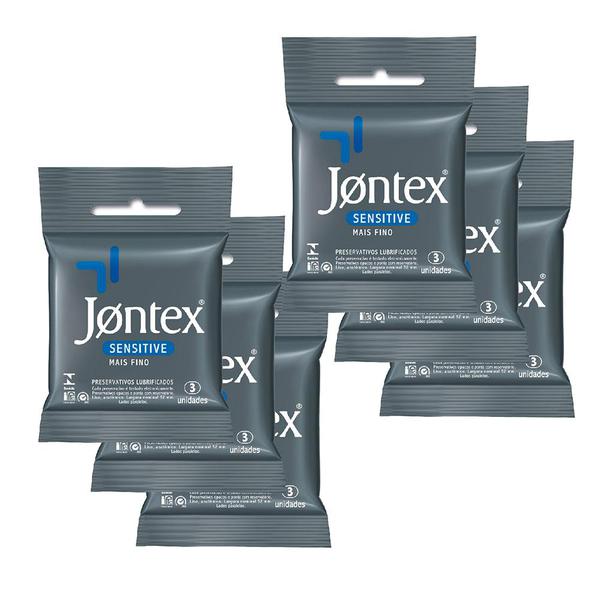 Kit C/ 6 Preservativo JONTEX Lubrificado Sensitive 3 Unidades