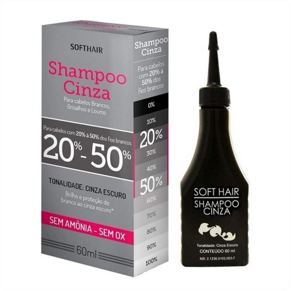 Kit C/12 Shampoo Cinza Soft Hair 20% a 50% Fios Brancos 60ml - Softhair