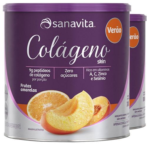 Kit C/ 2 Colágeno Hidrolisado em Pó Frutas Amarelas Sanavita 300g