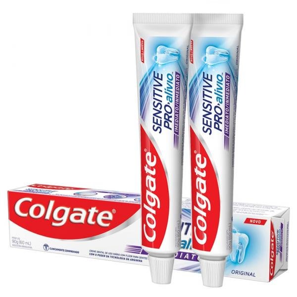 Kit C/ 2 Cremes Dentais Colgate Sensitive Pro-Alívio Real White 50g