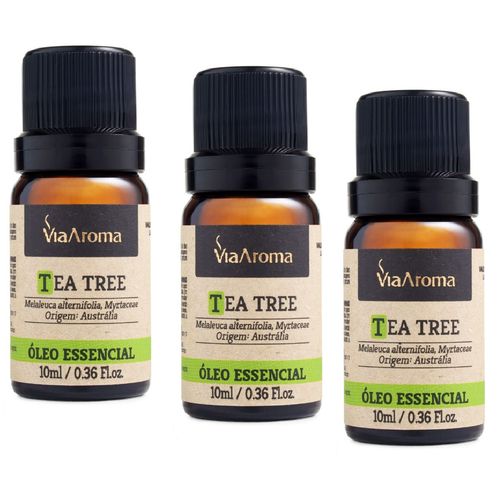 Kit C/3 Oleo Essencial Tea Tree Melaleuca Via Aroma 10ml