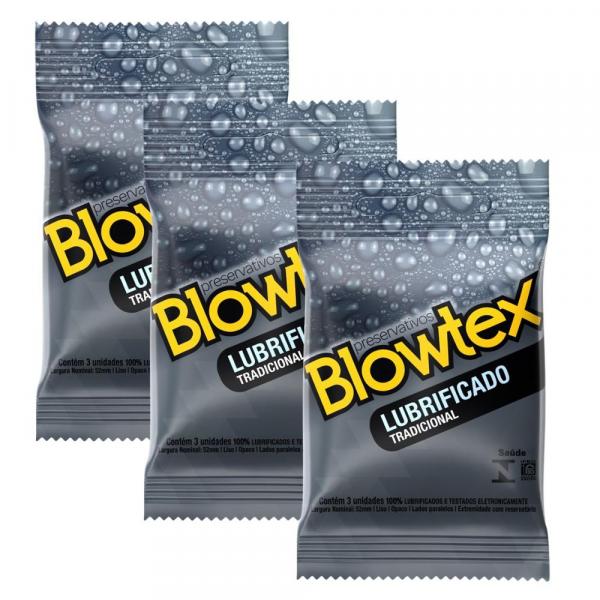 Kit C/ 3 Pacotes Preservativo Blowtex Lubrificado C/ 3 Un Cada