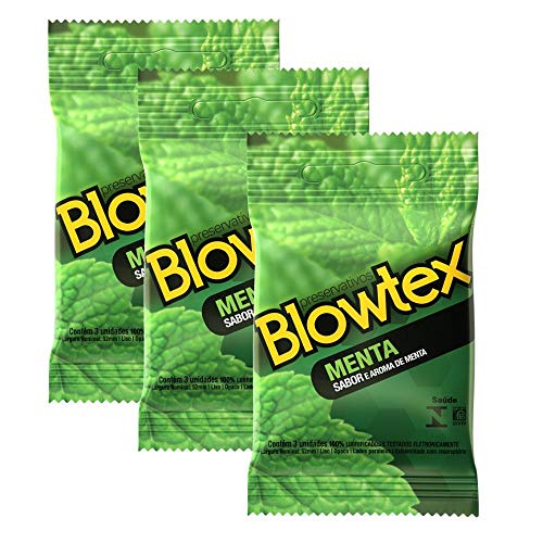 Kit C/ 3 Pacotes Preservativo Blowtex Menta C/ 3 Un Cada