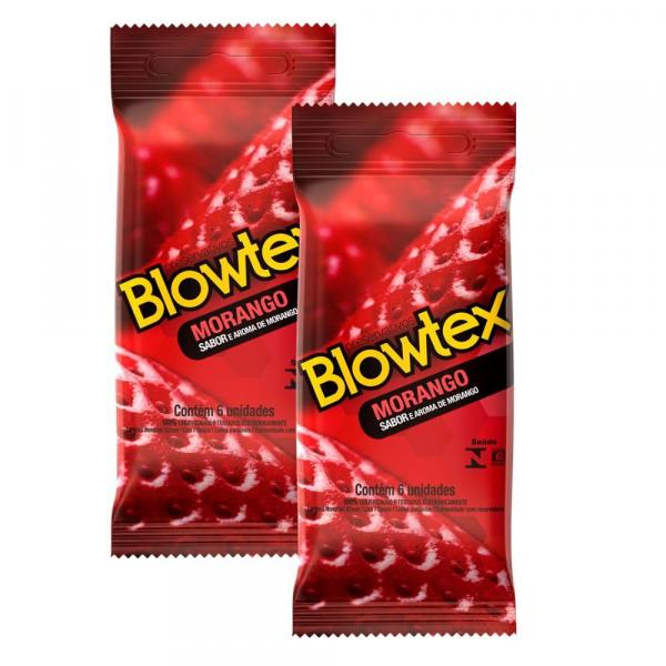 Kit C/ 2 Pacotes Preservativo Blowtex Morango C/ 6 Un Cada
