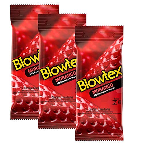 Kit C/ 3 Pacotes Preservativo Blowtex Morango C/ 6 Un Cada