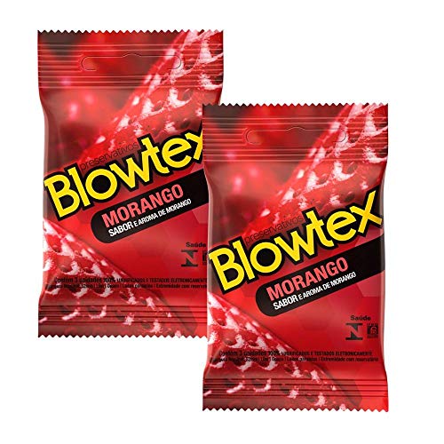 Kit C/ 2 Pacotes Preservativo Blowtex Morango C/ 3 Un Cada