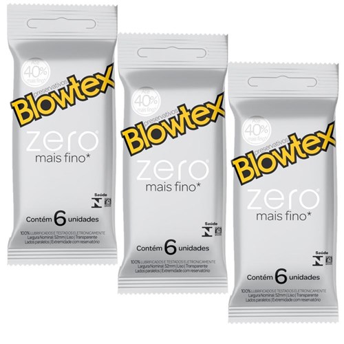 Kit C/ 3 Pacotes Preservativo Blowtex Zero C/ 6 Un Cada