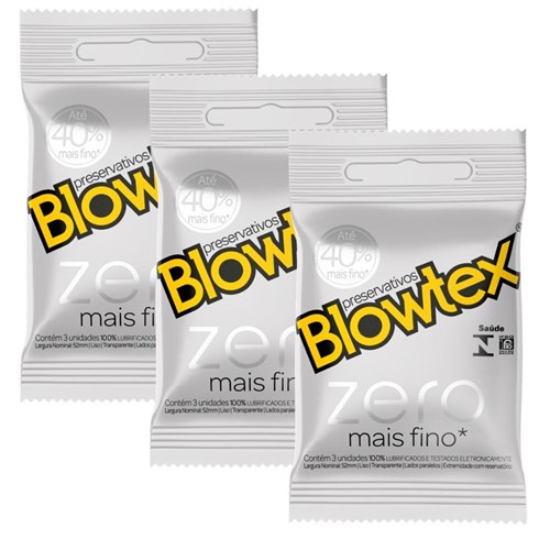 Kit C/ 3 Pacotes Preservativo Blowtex Zero C/ 3 Un Cada