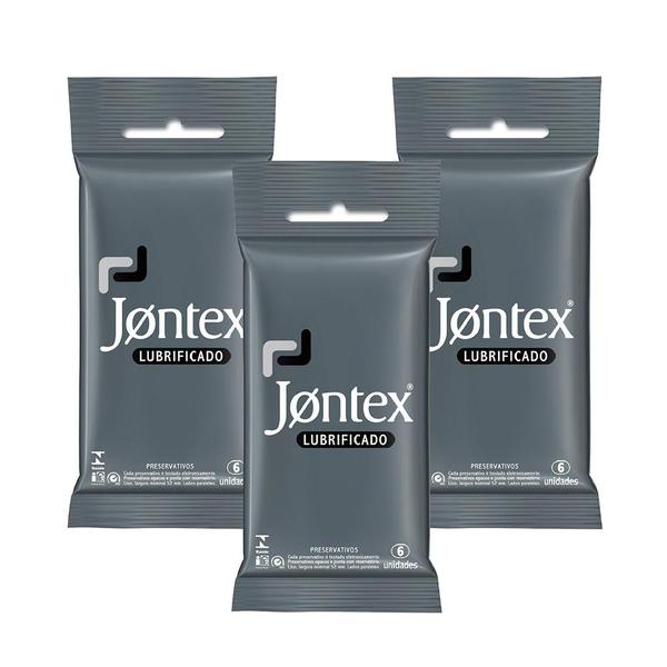 Kit C/ 3 Preservativo JONTEX Lubrificado 6 Unidades