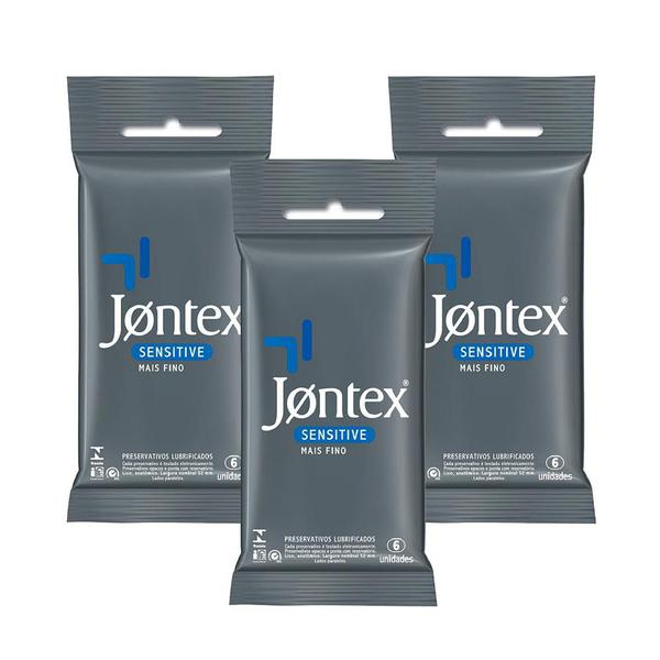 Kit C/ 3 Preservativo JONTEX Lubrificado Sensitive 6 Unidades