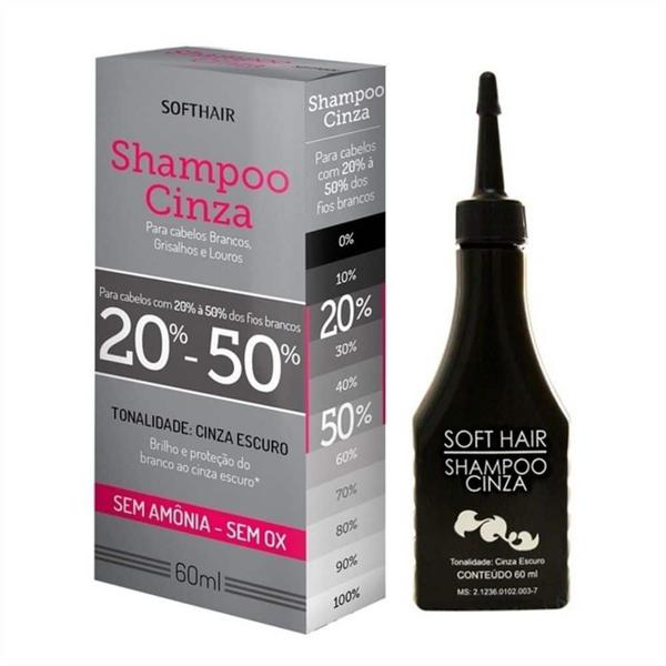 Kit C/3 Shampoo Cinza Soft Hair 20% a 50% Fios Brancos 60ml - Softhair