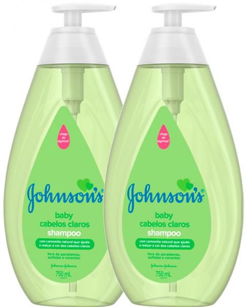 Kit C/ 2 Shampoo Johnson's Baby Cabelos Claros 750ml
