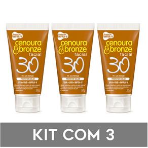 Kit C/3un. Protetor Solar Facial FPS 30 50g - Cenoura & Bronze
