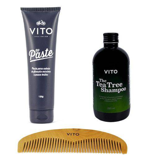 Kit - Cabelo Duplo - Shampoo + The Paste + Pente de Madeira - Vito