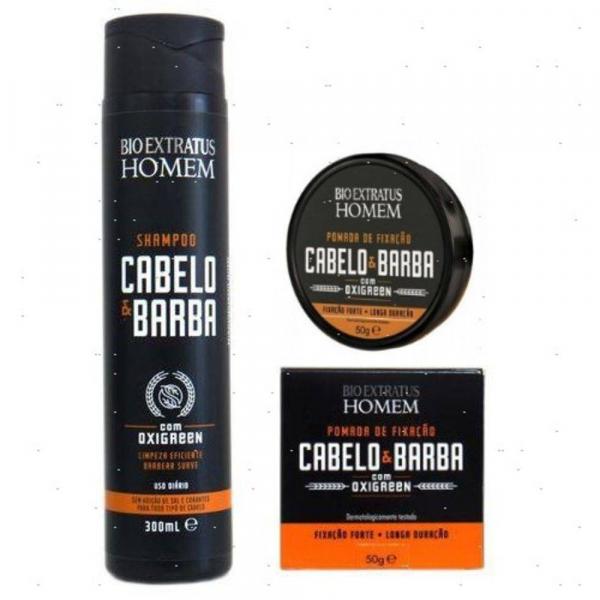Kit Cabelo e Barba Homem Shampoo 300ml + Pomada 50g Bio Extr - Bio Extratus