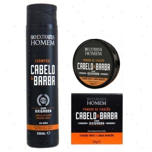Kit Cabelo e Barba Homem Shampoo 300Ml + Pomada 50G Bio Extr