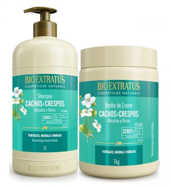 Kit Cachos e Crespos Shampoo 1 Litro + Máscara 1 Kg - Bio Extratus