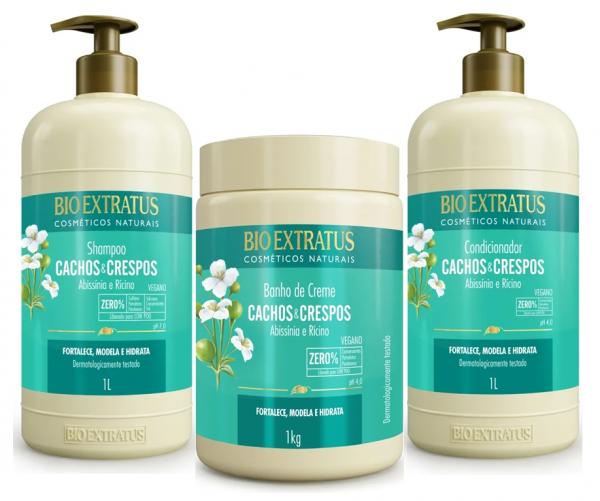 Kit Cachos e Crespos Shampoo + Condicionador 1 Litro + Máscara 1 Kg - Bio Extratus
