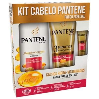 Kit Cachos Hidra-Vitaminados Shampoo 400ml e Condicionador 3 Minutos e Ampola 15ml, Panten