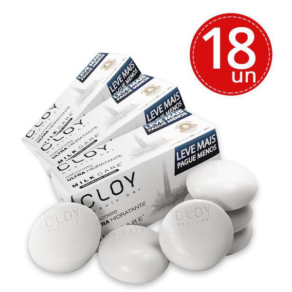 Kit 3 Caixa de Sabonetes Ultra Hidratante Cloy Beauty Bar Milk Care 80g - 18 Unidades