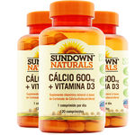 Kit 3 Cálcio 600mg + Vitamina D3 Sundown 120 Cápsulas