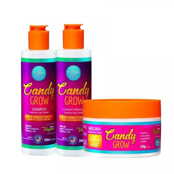 Kit Candy Grow (Shampoo + Condicionador + Máscara) - Phinna - Sweet Grow - Cabelos e Unhas