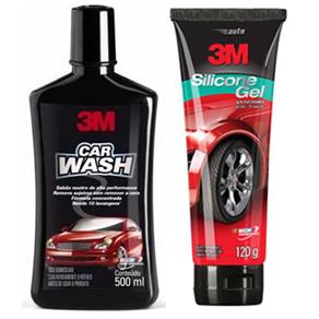 Kit Car Wash 3m 500ml Shampoo + Silicone em Gel 120g