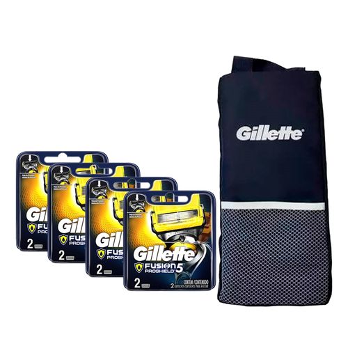Kit Carga Gillette Fusion Proshield com 8 Unidades + Porta Chuteira