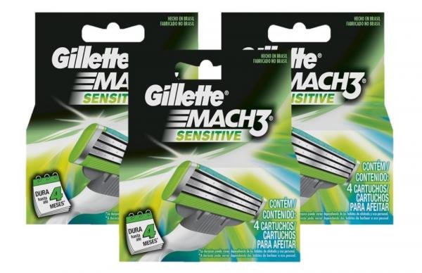 Kit Carga Gillette Mach3 Sensitive com 12 Un