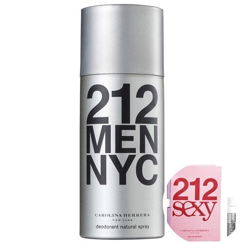 Kit Carolina Herrera 212 Men - Desodorante Spray Masculino 150ml+212 Sexy Eau de Parfum