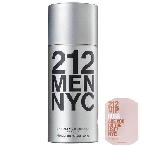 Kit Carolina Herrera 212 Men - Desodorante Spray Masculino 150ml+212 Vip Rosé Eau de Parfum