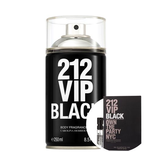 Kit Carolina Herrera 212 Vip Men Black - Body Spray Masculino 250ml+212 Vip Black Men