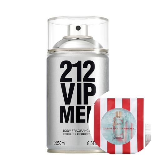 Kit Carolina Herrera 212 Vip Men - Body Spray Masculino 250ml+ch L’eau de Toilette